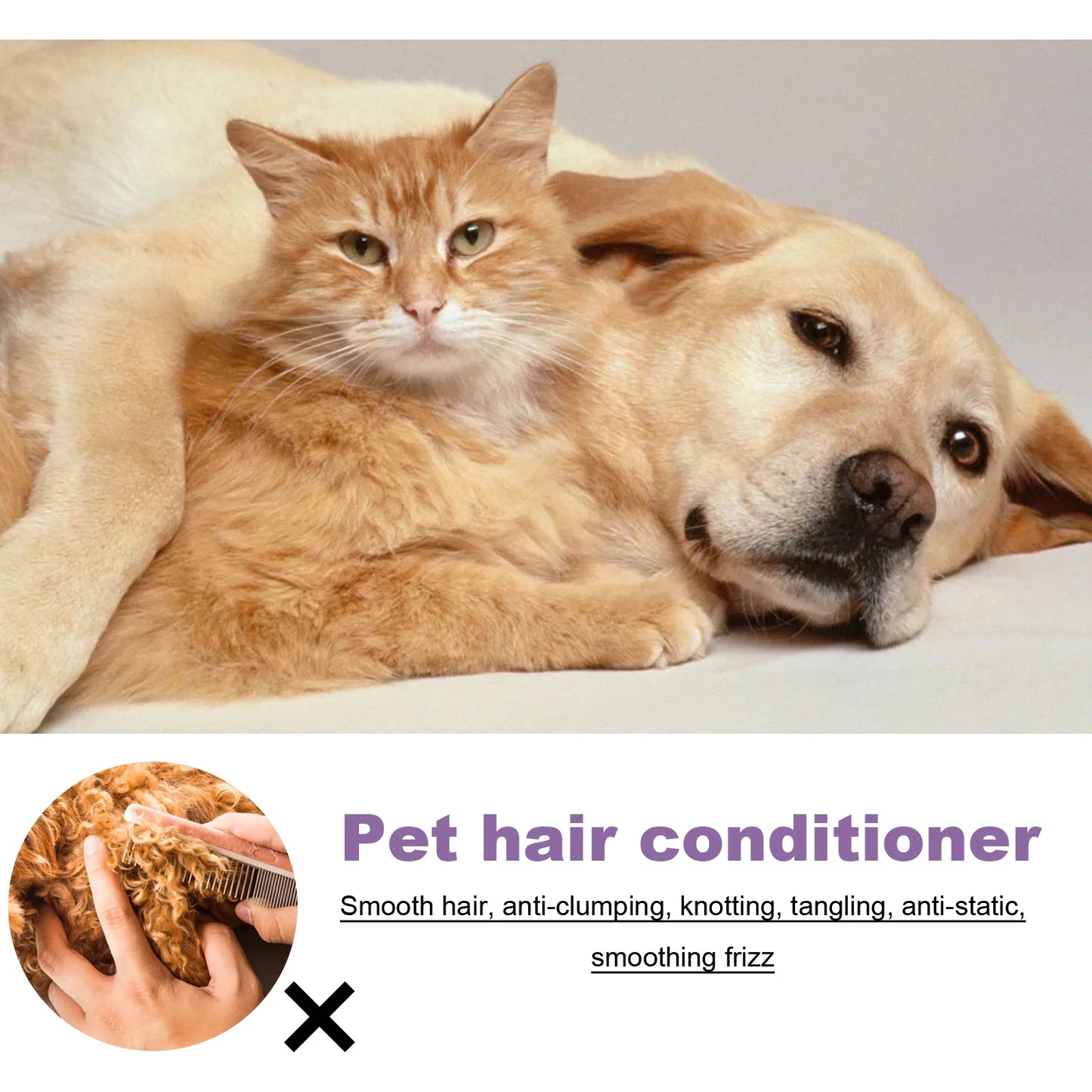 50ml Non-Knotted Pet Hair Care Cream Moisturizes Care Conditioner Dry Skin Pet Hair Conditioner for Pet Fur Hair Dogs