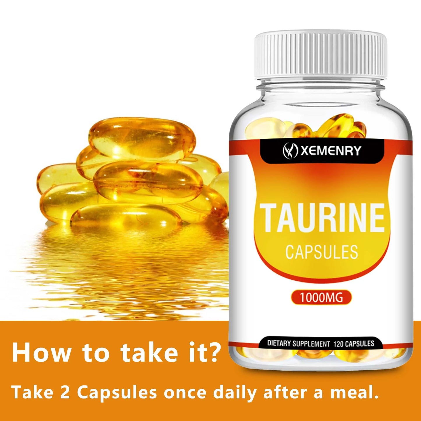 Taurine Supplement 1000mg - Heart, Nerve, Brain and Muscle Health - 120 Capsules