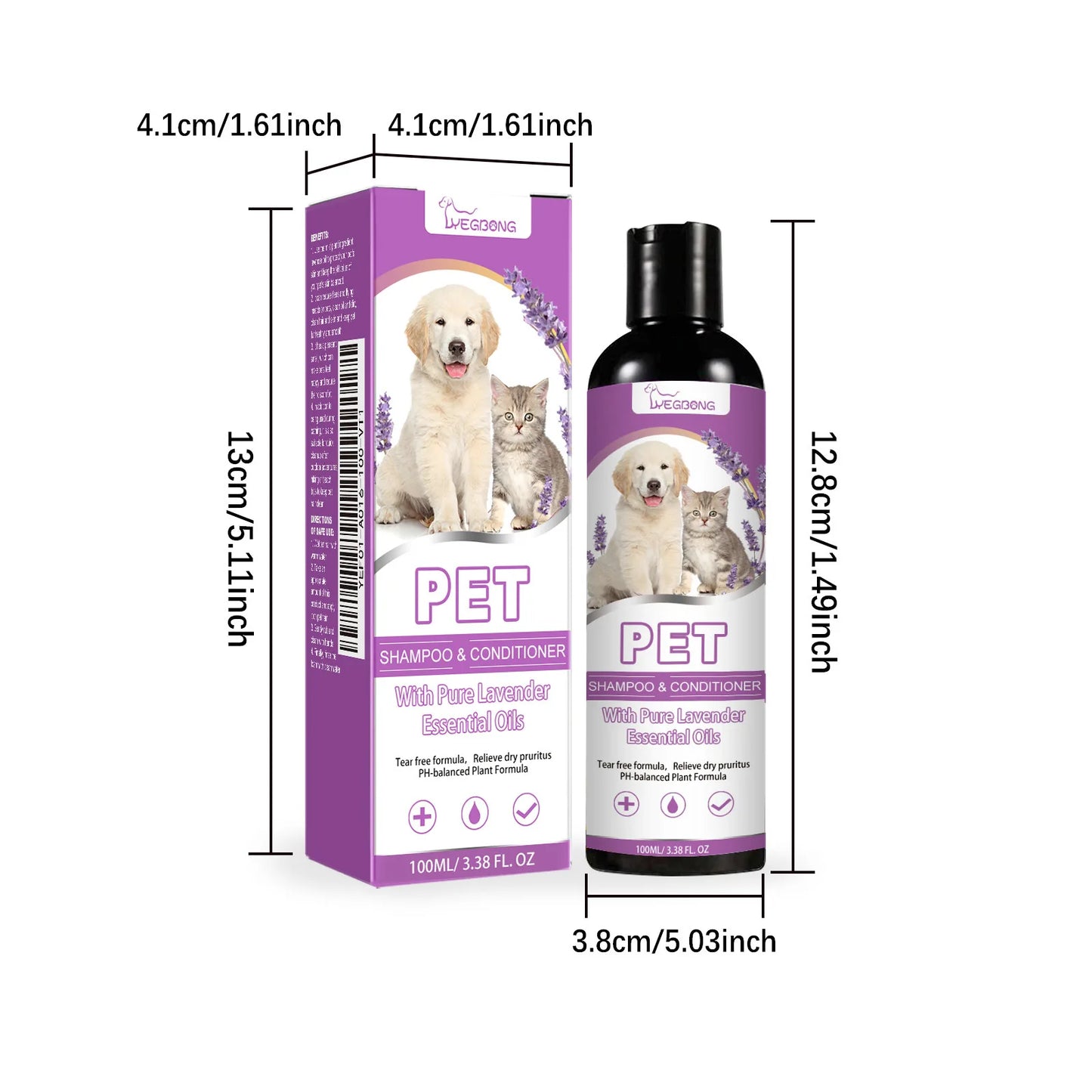 100ml Pet Shampoo Conditioner Hair Smooth Cat Dog Hair Softening Relieve Itching Ph Balance Cleaning Dry Skin Relief Pet