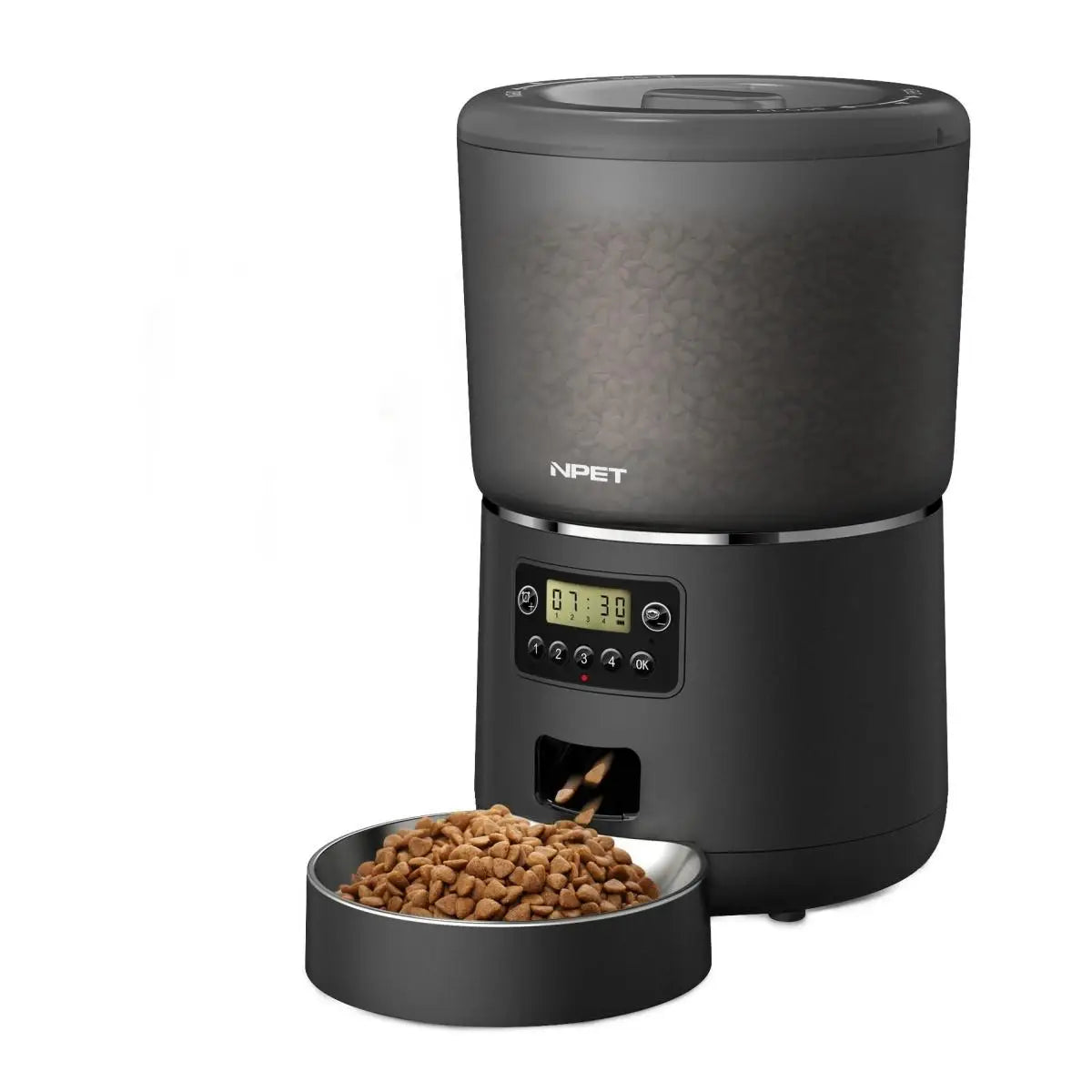 NPET 4L Automatic smart pet feeder for cats & dogs multiple pets with stainless steel bowl Customize healthy food 1-9 portions