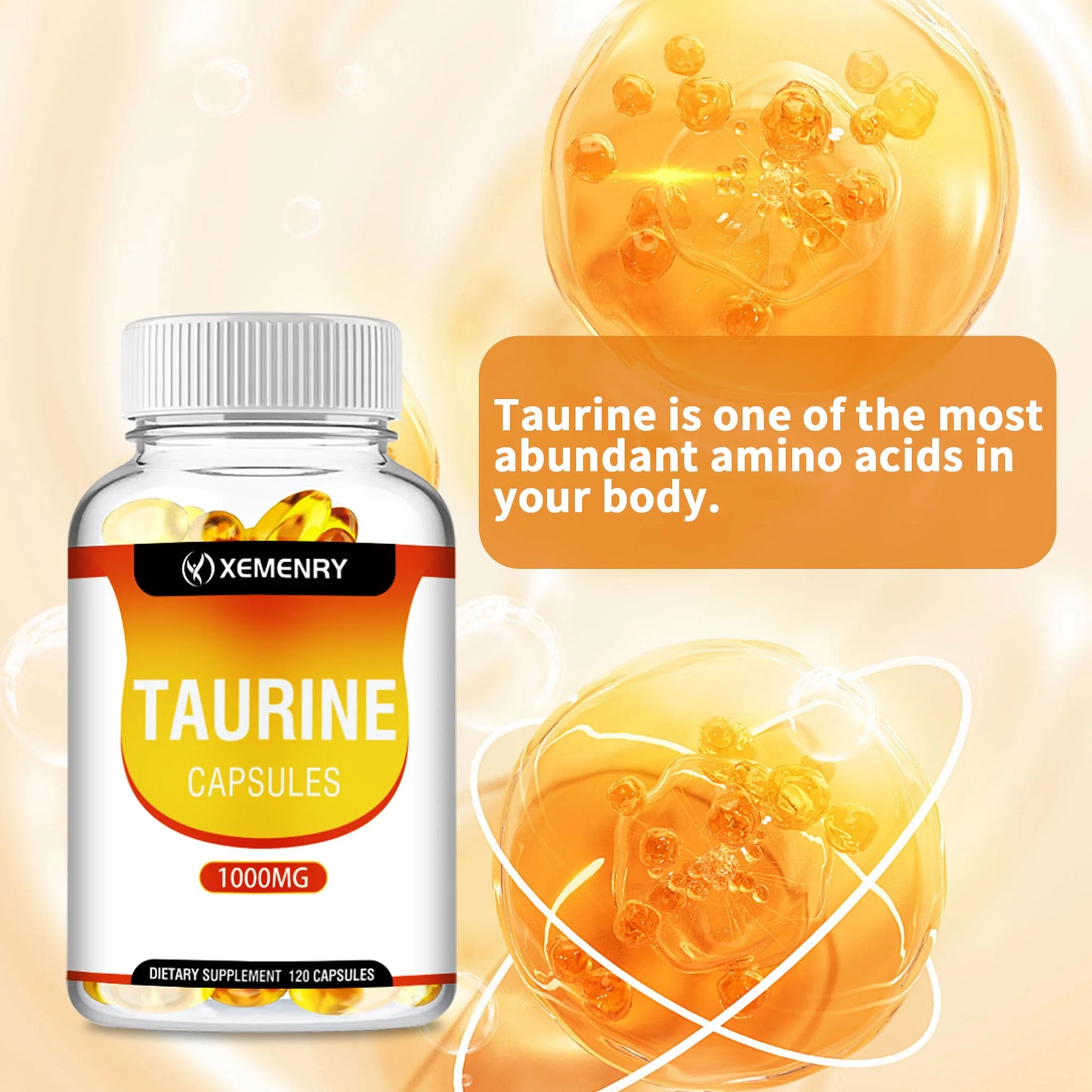 Taurine Supplement 1000mg - Heart, Nerve, Brain and Muscle Health - 120 Capsules
