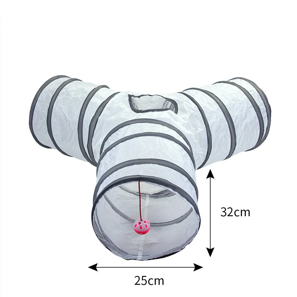 White Cat Tunnel Pet Supplies Funny Kitten Toys Foldable Toys For Cats Pet Training Interactive Fun Toy Play Tunnel Tube