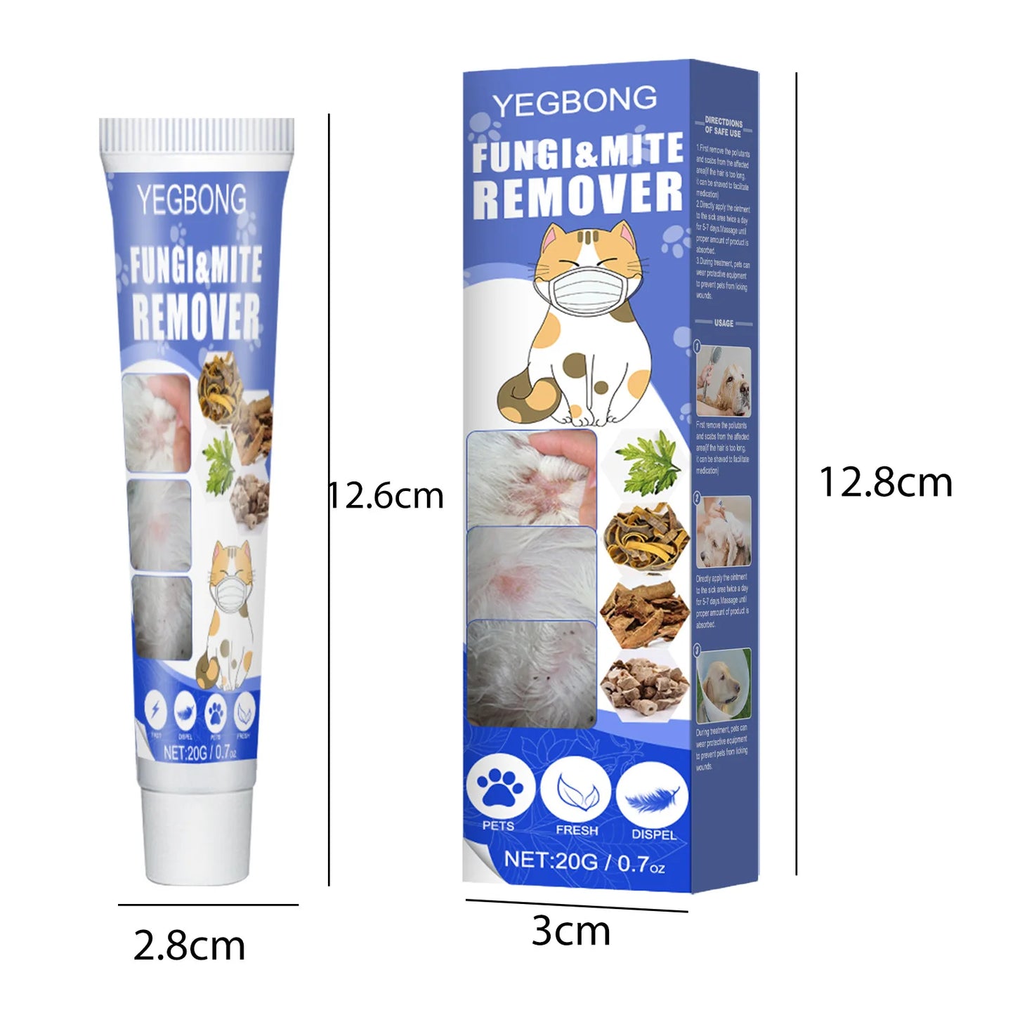 Yegbong 20g Pet Mite Removal Cream Ointment Pet Dog Cat Anti Itchy Remove Fungi Improve Skin Pet