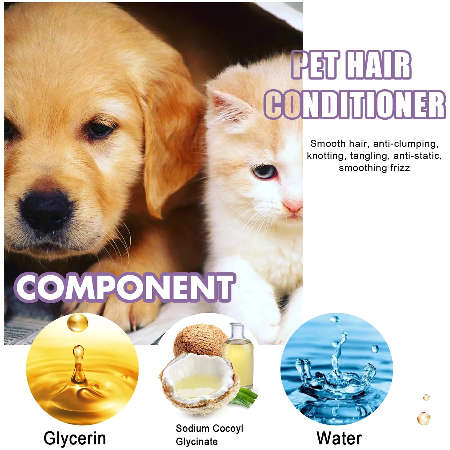 50ml Non-Knotted Pet Hair Care Cream Moisturizes Care Conditioner Dry Skin Pet Hair Conditioner for Pet Fur Hair Dogs