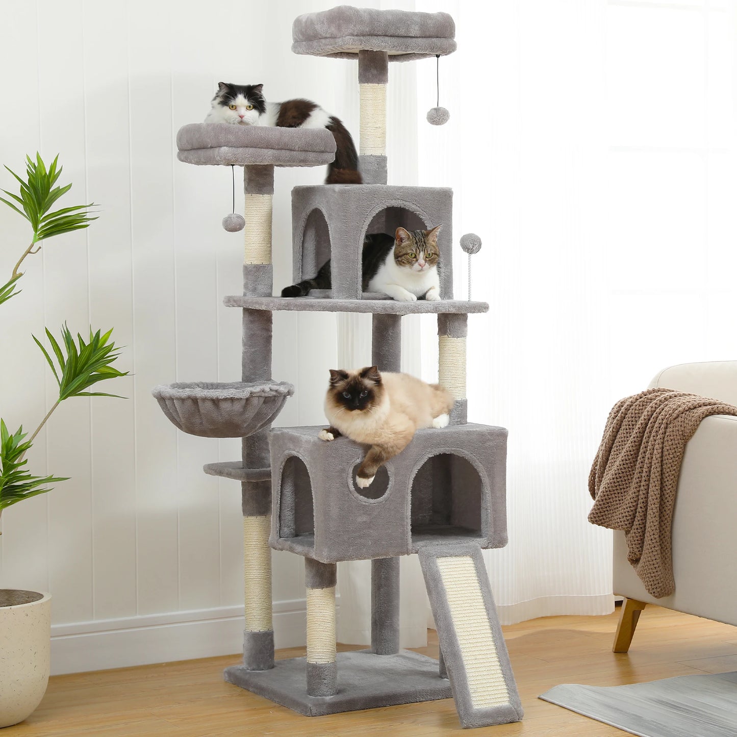 Cat Tree House Tower Condo Cat Scratching Post for Indoor Jumping Toy with Ladder Playing Tree