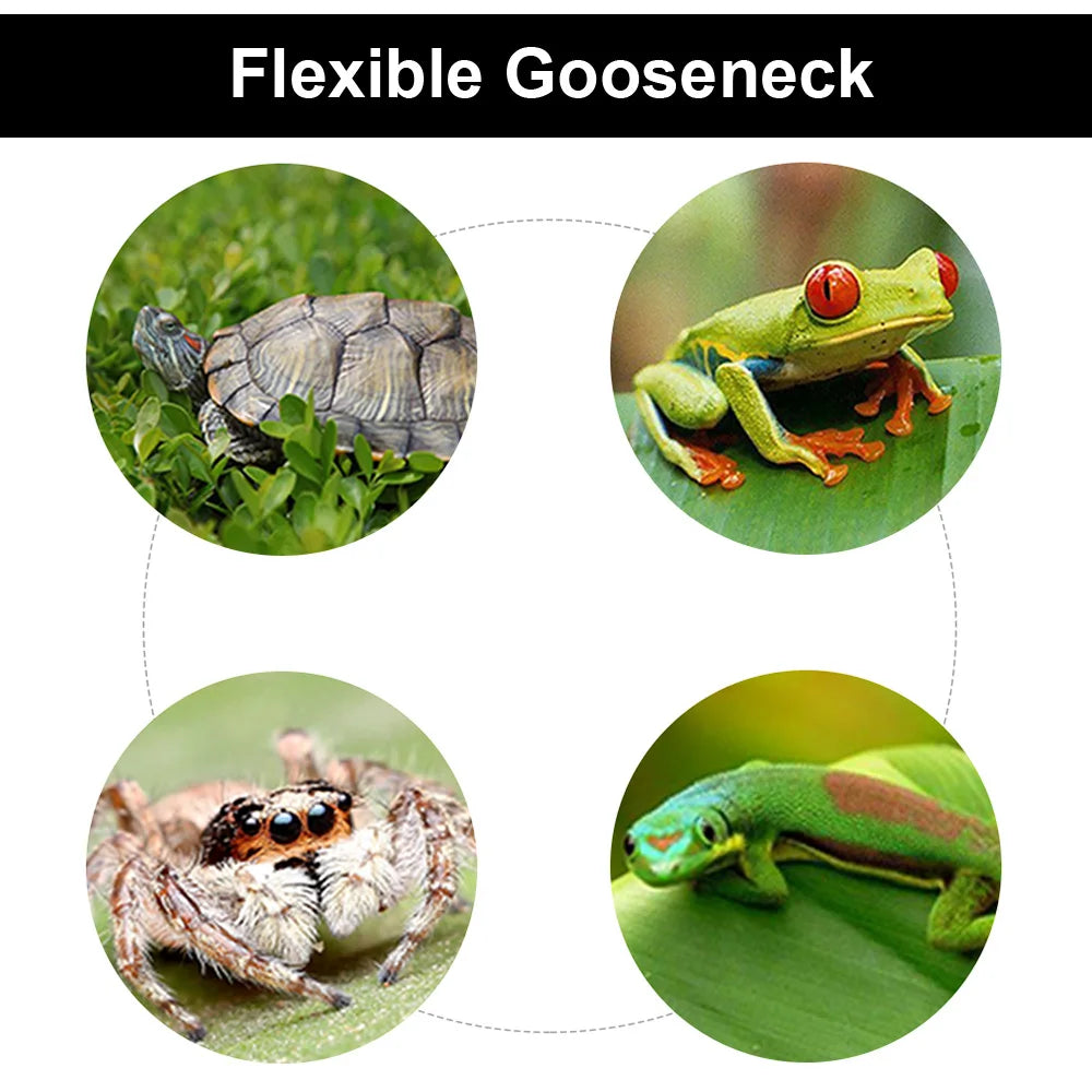 Reptile Heat Lamp Bulb Dimmable With Clip-on Dimmable UVA UVB Turtle Tortoises Basking Lights Timing Pet Amphibians Lizards Heating Bulb