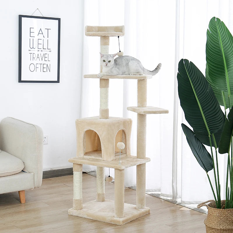 Cat Tree House Tower Condo Cat Scratching Post for Indoor Jumping Toy with Ladder Playing Tree