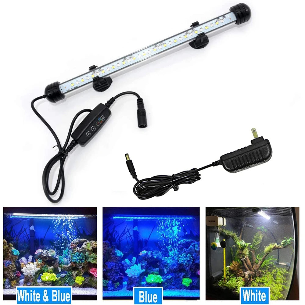 LED Aquarium Lights Waterproof Fish Tank Light Submersible Underwater Clip Lamp Aquatic Decor lamp with Timer Auto On/Off D30
