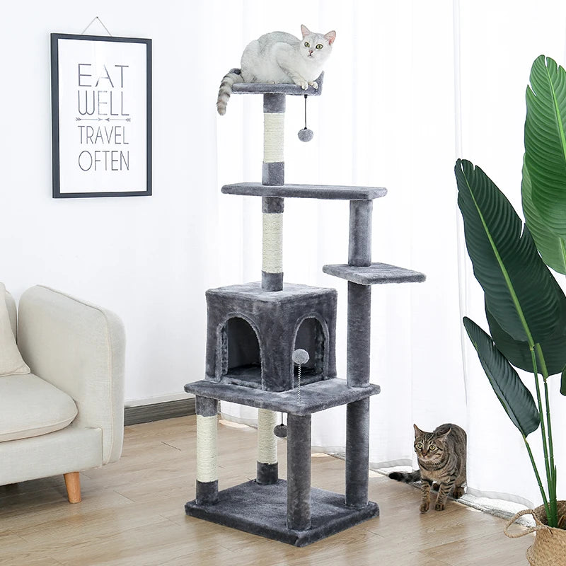 Cat Tree House Tower Condo Cat Scratching Post for Indoor Jumping Toy with Ladder Playing Tree