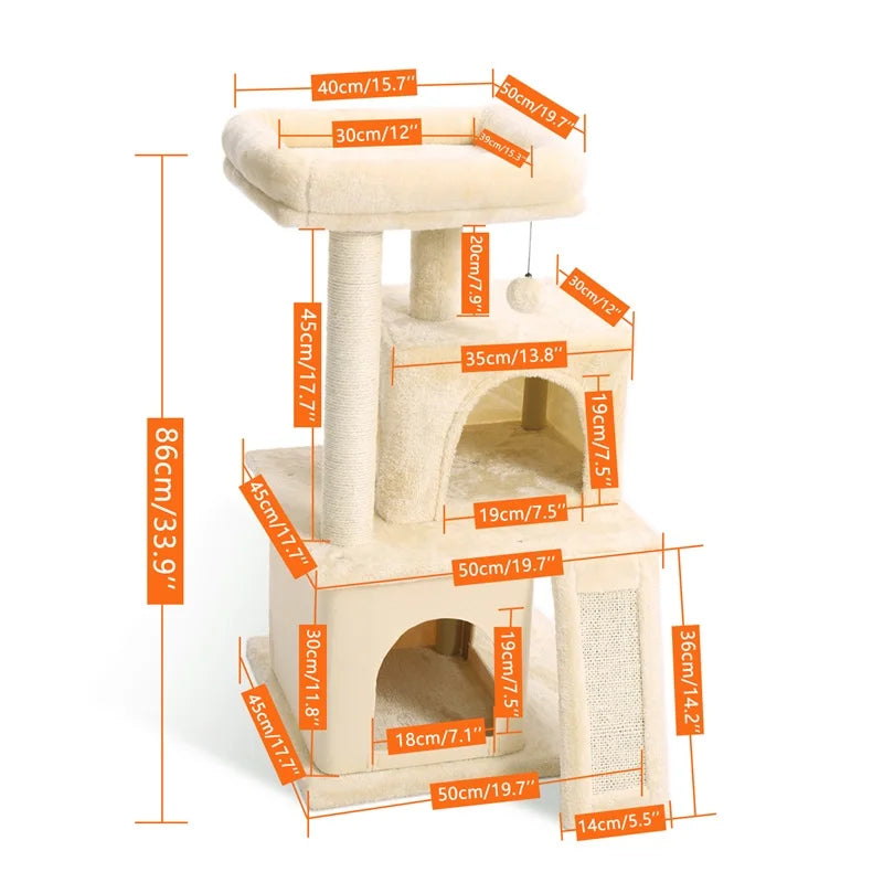 Multi-Level Cat Tree Tower Climb Furniture Scratching Post for Indoor House Pet Supplies Cozy Condo Toy Cozy Condo