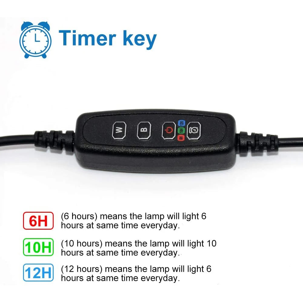 LED Aquarium Lights Waterproof Fish Tank Light Submersible Underwater Clip Lamp Aquatic Decor lamp with Timer Auto On/Off D30