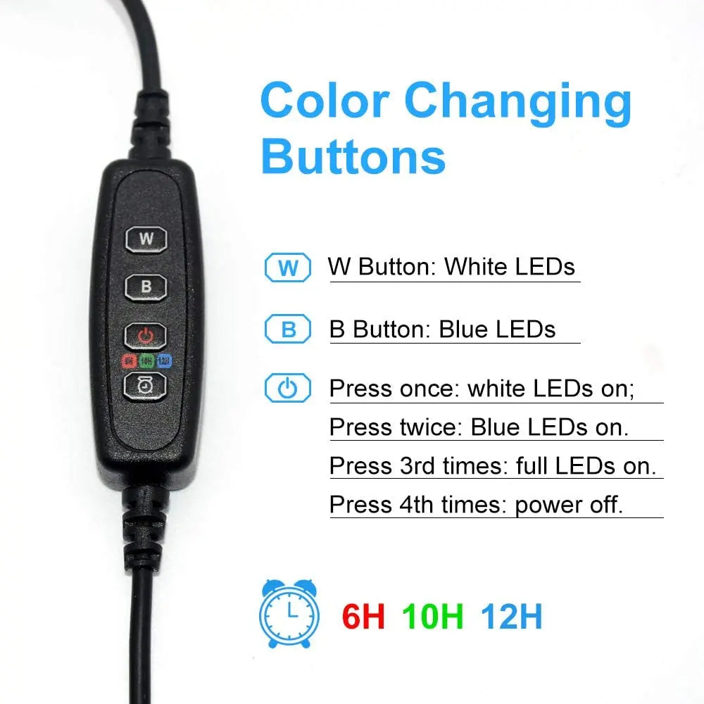 LED Aquarium Lights Waterproof Fish Tank Light Submersible Underwater Clip Lamp Aquatic Decor lamp with Timer Auto On/Off D30