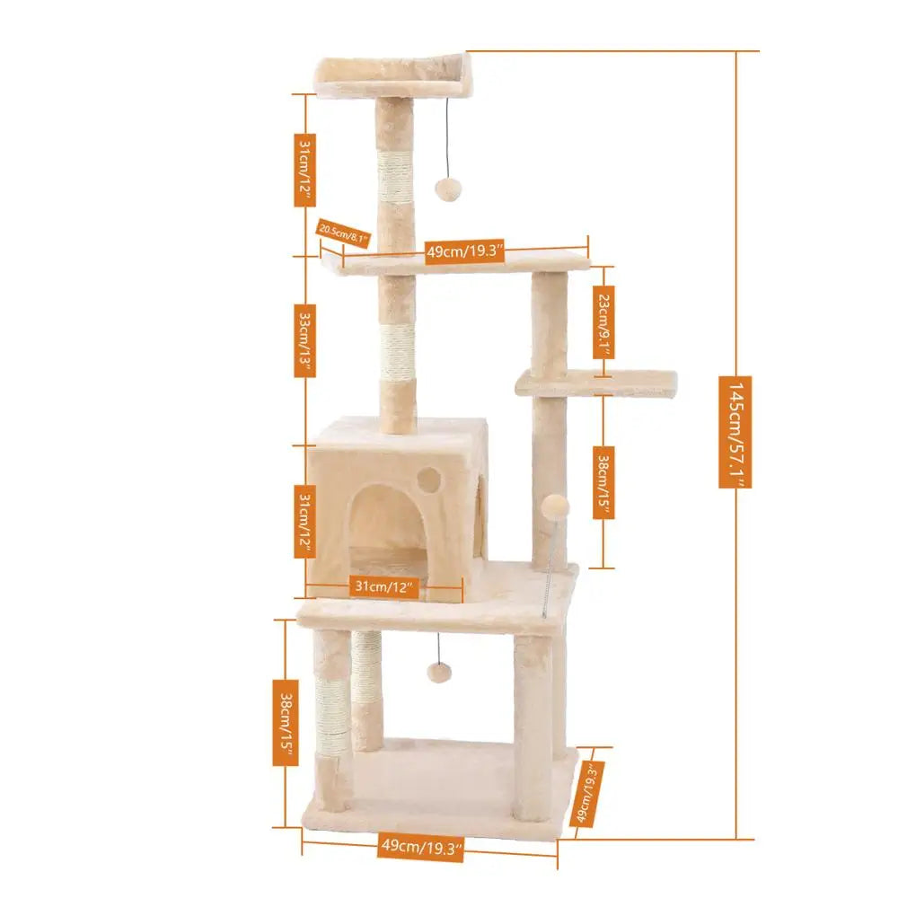 Cat Tree House Tower Condo Cat Scratching Post for Indoor Jumping Toy with Ladder Playing Tree