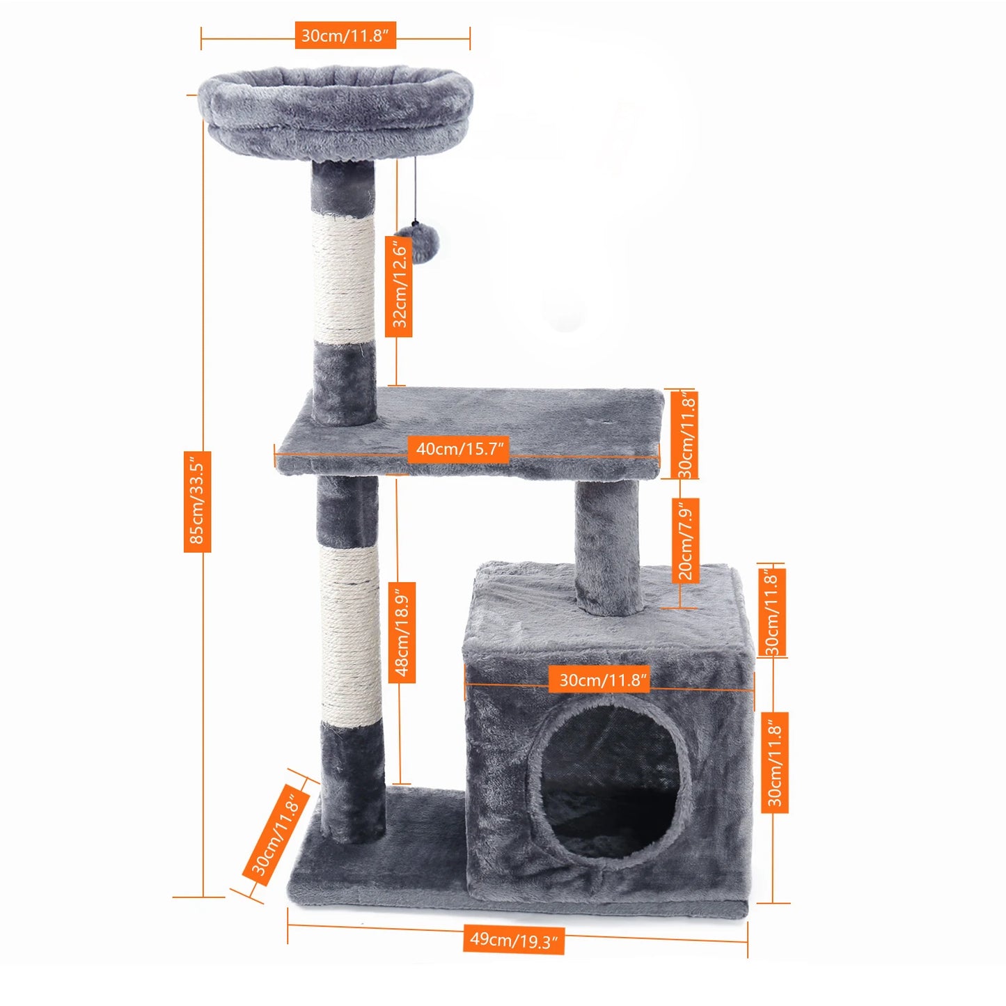 Cat Tree House Tower Condo Cat Scratching Post for Indoor Jumping Toy with Ladder Playing Tree