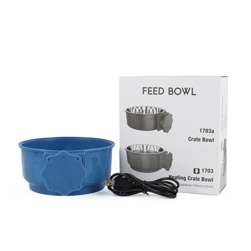 Winter Heating Suspended Pet Feeder Crate Bowl For Puppies Dogs Cat's Bowls Food Water Insulated Bowl Food Container For Cage
