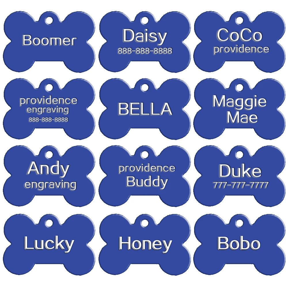 Wholesale 20 pcs/lot Dog Id Tag Double Sides Bone Shape Personalized Dog Puppy Tags Customized Cat Pet Name Phone No. Tag