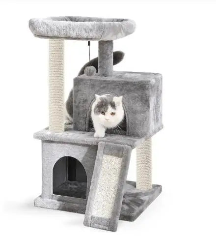 Cat Tree House Tower Condo Cat Scratching Post for Indoor Jumping Toy with Ladder Playing Tree