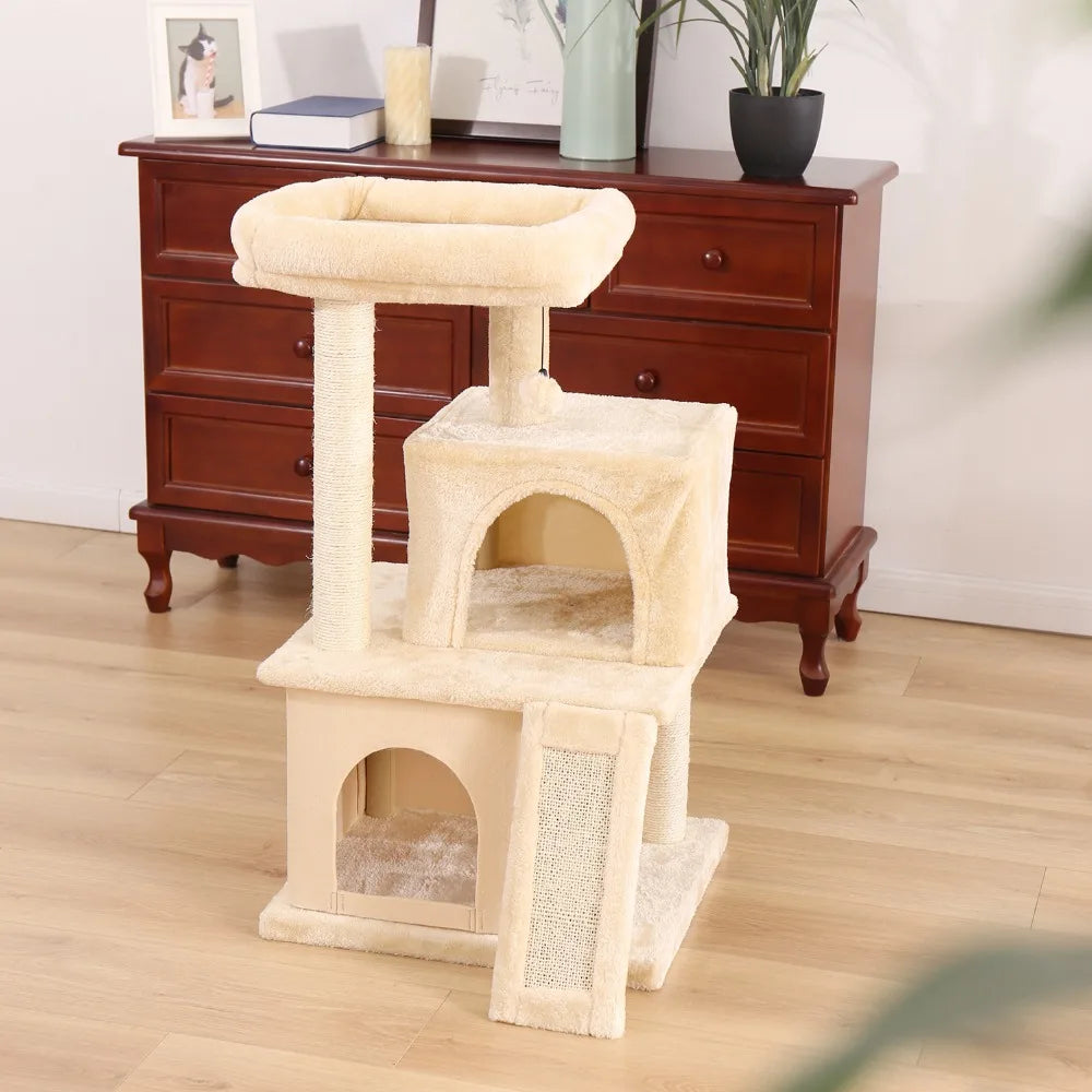 Cat Tree House Tower Condo Cat Scratching Post for Indoor Jumping Toy with Ladder Playing Tree