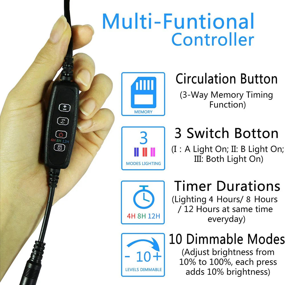 18-48CM Dimmable Fish Tank Light Timer LED Aquarium Light Waterproof LED Light bar Stick Underwater Fish Lamp Aquariums Decor