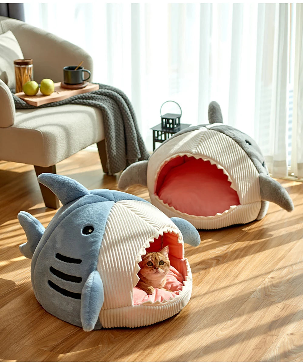 Enclosed Warm Cat Bed Portable Pet Beds Sweet Kittens Basket Cushion Cat Pillow Mat Tent Puppy Nest Cave Cats House