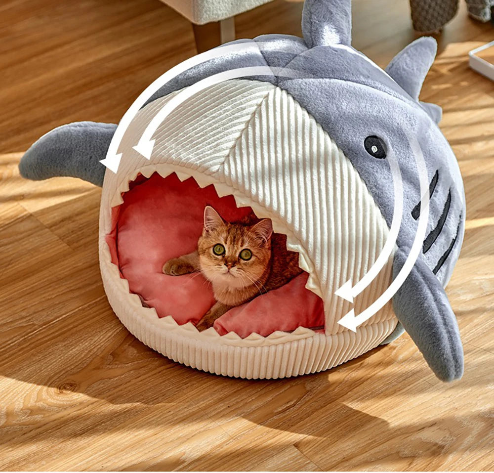 Enclosed Warm Cat Bed Portable Pet Beds Sweet Kittens Basket Cushion Cat Pillow Mat Tent Puppy Nest Cave Cats House