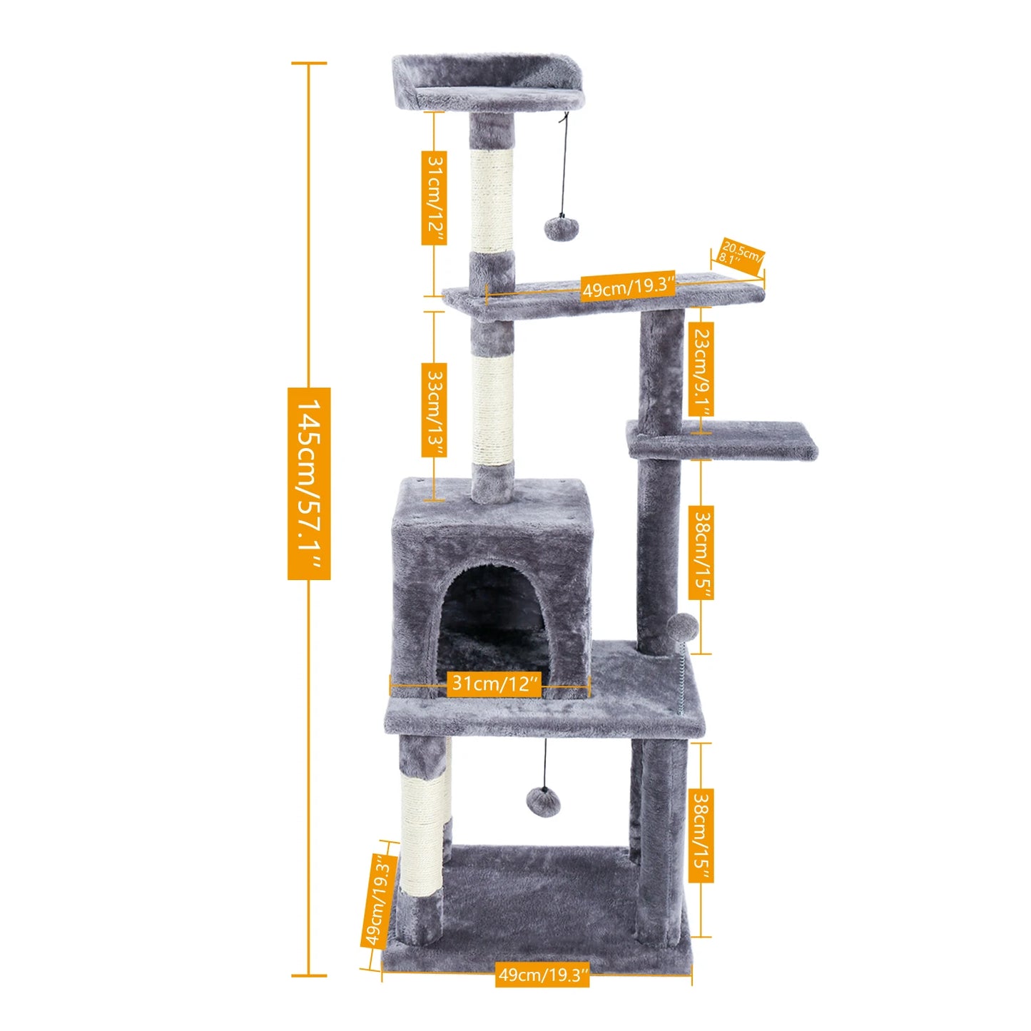 Cat Tree House Tower Condo Cat Scratching Post for Indoor Jumping Toy with Ladder Playing Tree