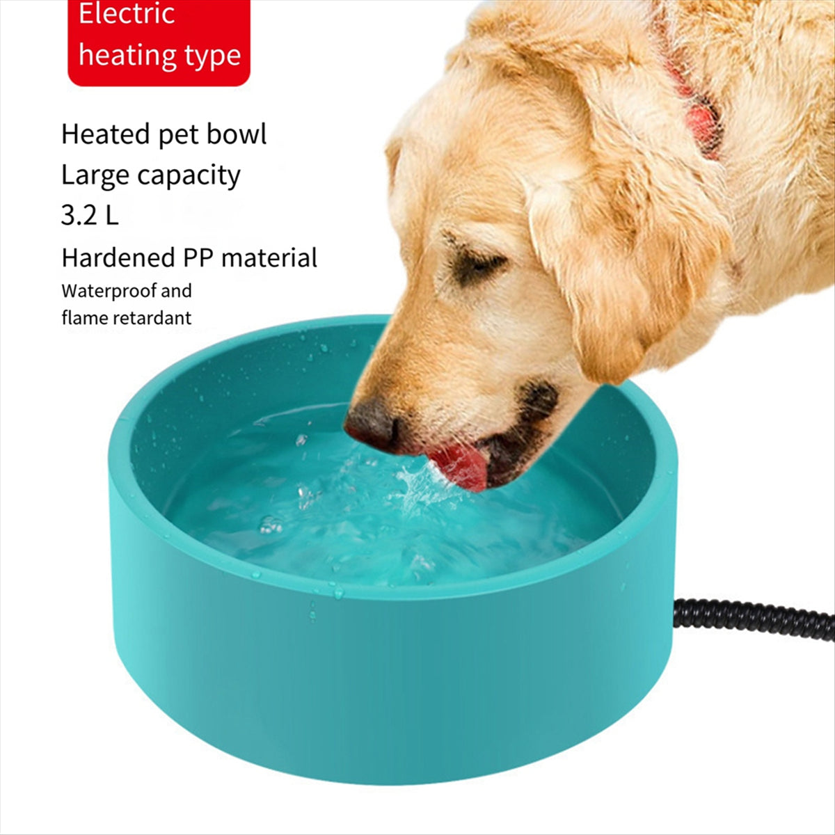 A59T Heated Pet Bowl - 3.2L for Dog Cats, Heated Pets Bowl, Outdoor Water Bowl for Chicken Duck Squirrel US Plug
