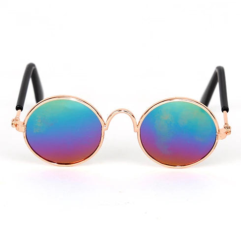 Cute Vintage Round Cat Sunglasses Pet Photos Props Reflection Eyewear Glasses for Cats Small Dog Pet Dog Cat Accessories