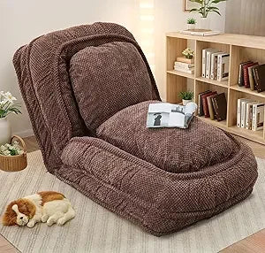 Upholstered Human Dog Bed for Adult & Pets, Convertible Lazy Sofa Bed with 5 Adjustable Position, Comfy Tatami Bean Bag Lounge Chair