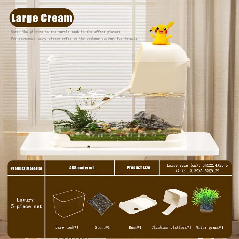 New Household Brazilian Turtle Ecological Landscape Tank Turtle Specific Feeding Tank With Tape Platform Amphibious Turtle Tanks