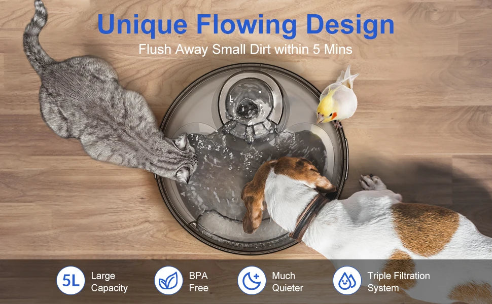 Dog Water Fountain, 170oz/1.3Gallon/5L Large Automatic Pet Water Dispenser Dog Water Bowl for Cat, Dogs, Multiple Pets