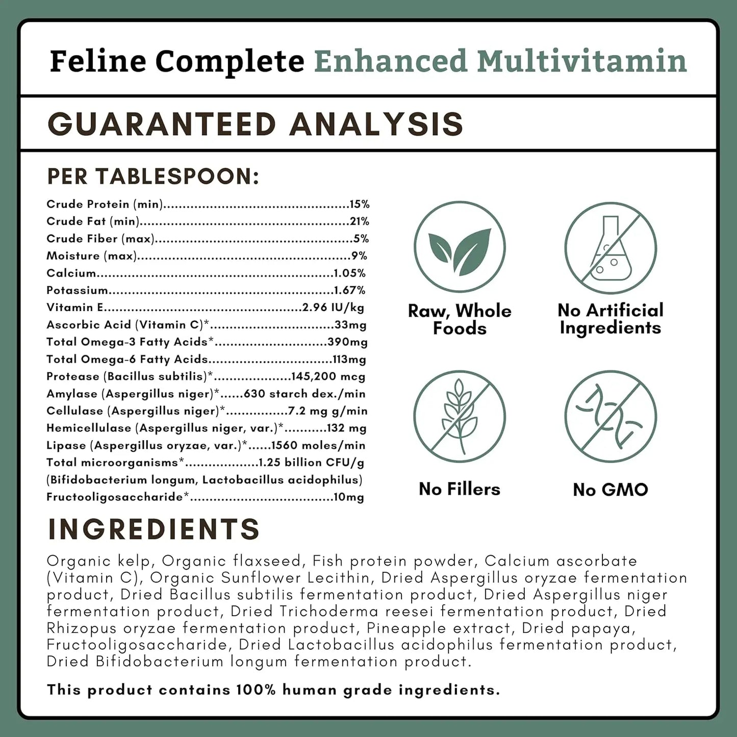 Original Whitefish Feline Complete - 8 Oz - Multivitamin & Probiotic Powder for Cats - Natural Cat Food & Digestive Support