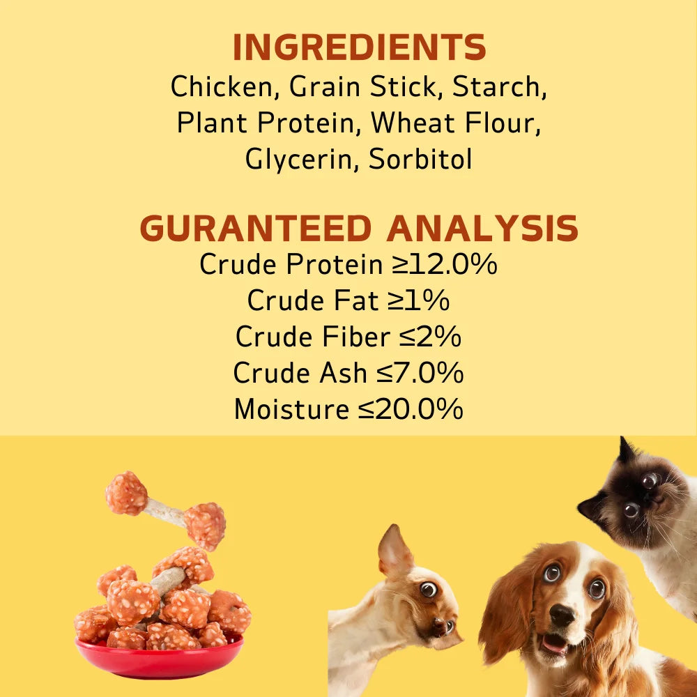 7.05oz/14.11oz(200g/400g) Chicken Dumbbell With Rice All Natural Ingredients, Natural Dog Treats, Healthy, Easily Digestible