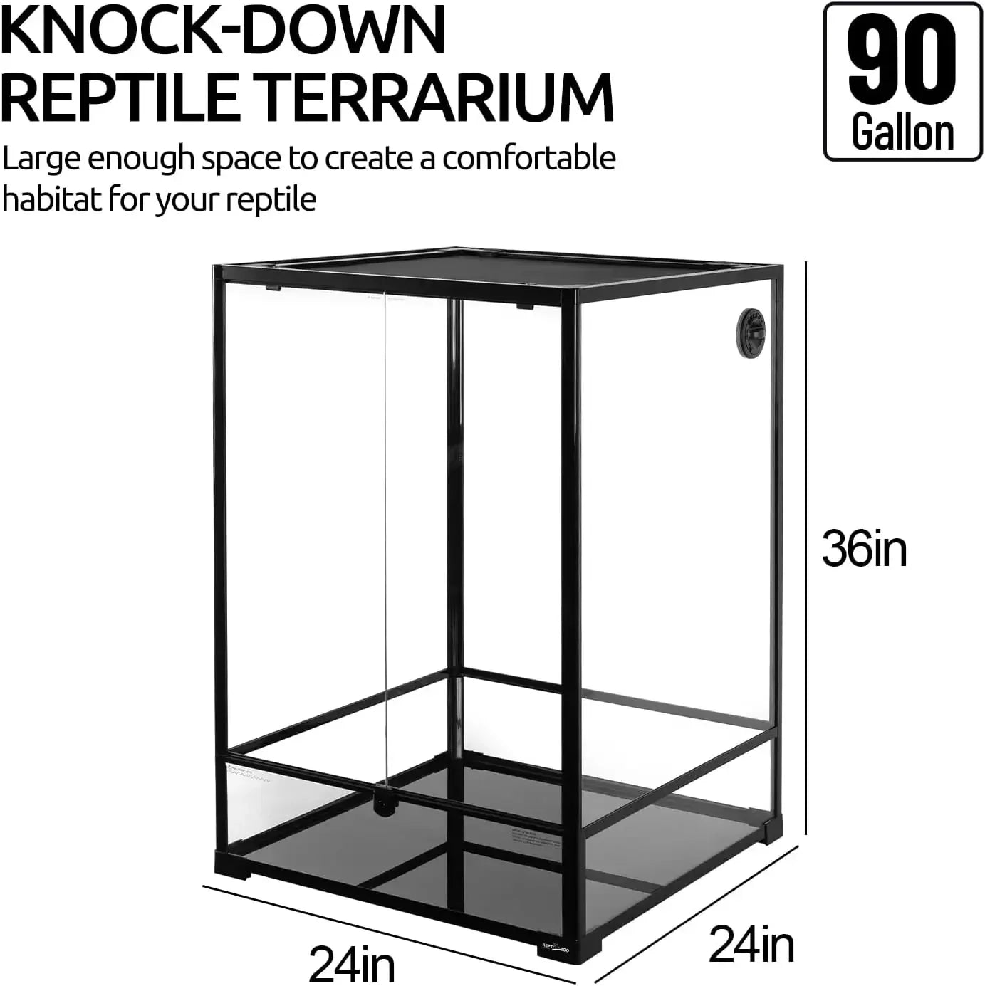 Special Offers 90 Gallon Reptile Terrarium with Front Opening Door and Top Screen Ventilation Easy Assembly Reptile Habitat