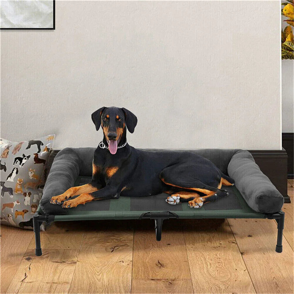 XXL XL Large Dog Bed Outdoor Raised Dog Bed with Cooling Breathable Mat and Soft Plush Mat Pet Puppy Camping Cot for Home Garden Indoor