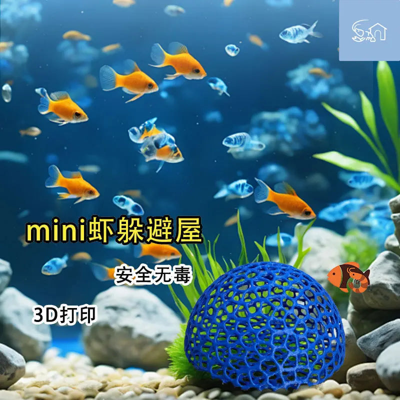 3D Printed Hiding Cave Shelter Ornaments for Small Fish Shrimp To Breed, Play and Rest, Fish Tank Accessories Aquarium Decoration