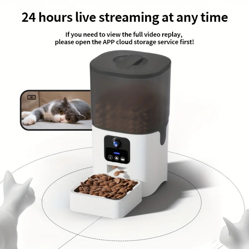 Cat automatic feeder visual cat food dog food WiFi intelligent timed quantitative pet food dispenser 6L video model cat