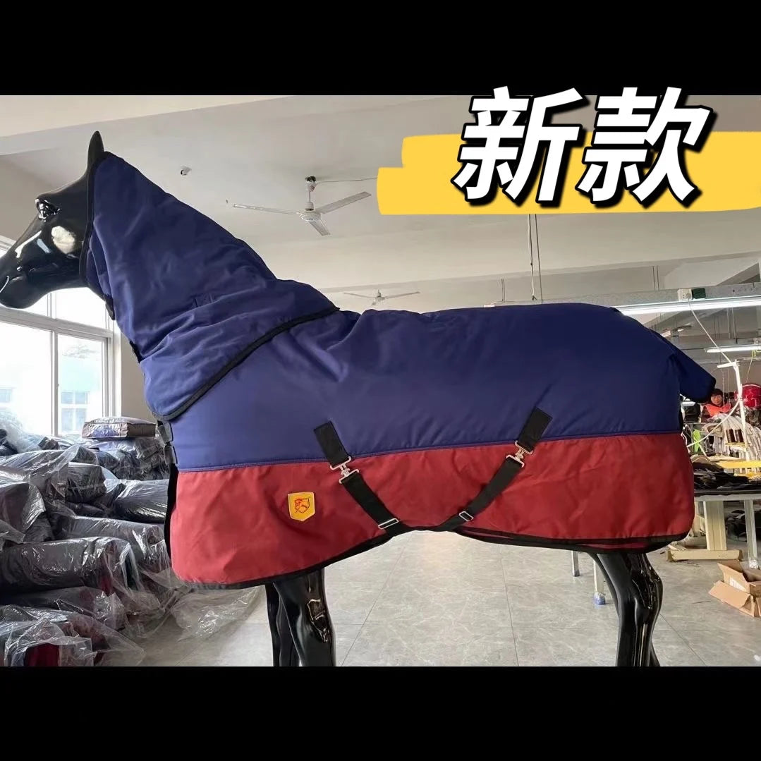 Winter New Cold And Waterproof Horse Thickened Horse Suit With Scarf, Small Foal Horse Rug