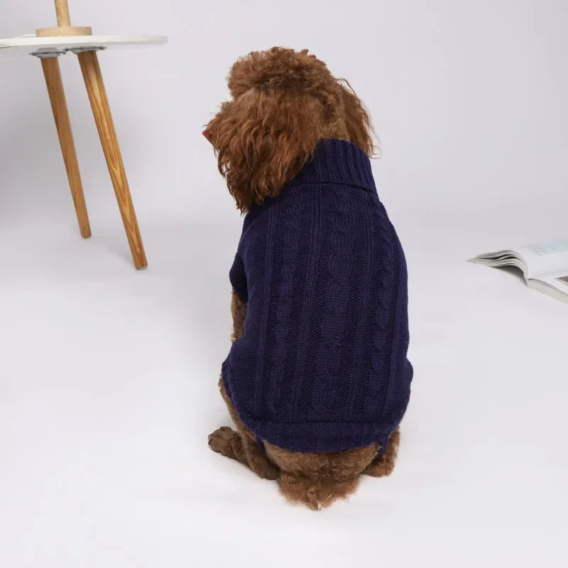 Knit Sweater Jumpsuit for Small Dogs, Monochromatic, Simple, Fashion, Warm, Thick, Pet Items, Winter