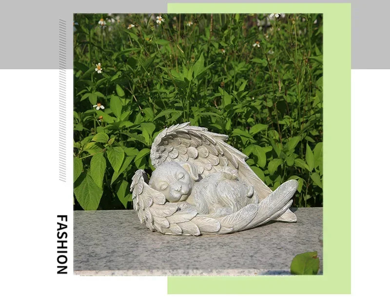 Pet Dog Cat Tombstone Personalized Memorial Stone Resin Statue Creative Angel Dog Cat Ornament Pet Tombstone Memorial Stone