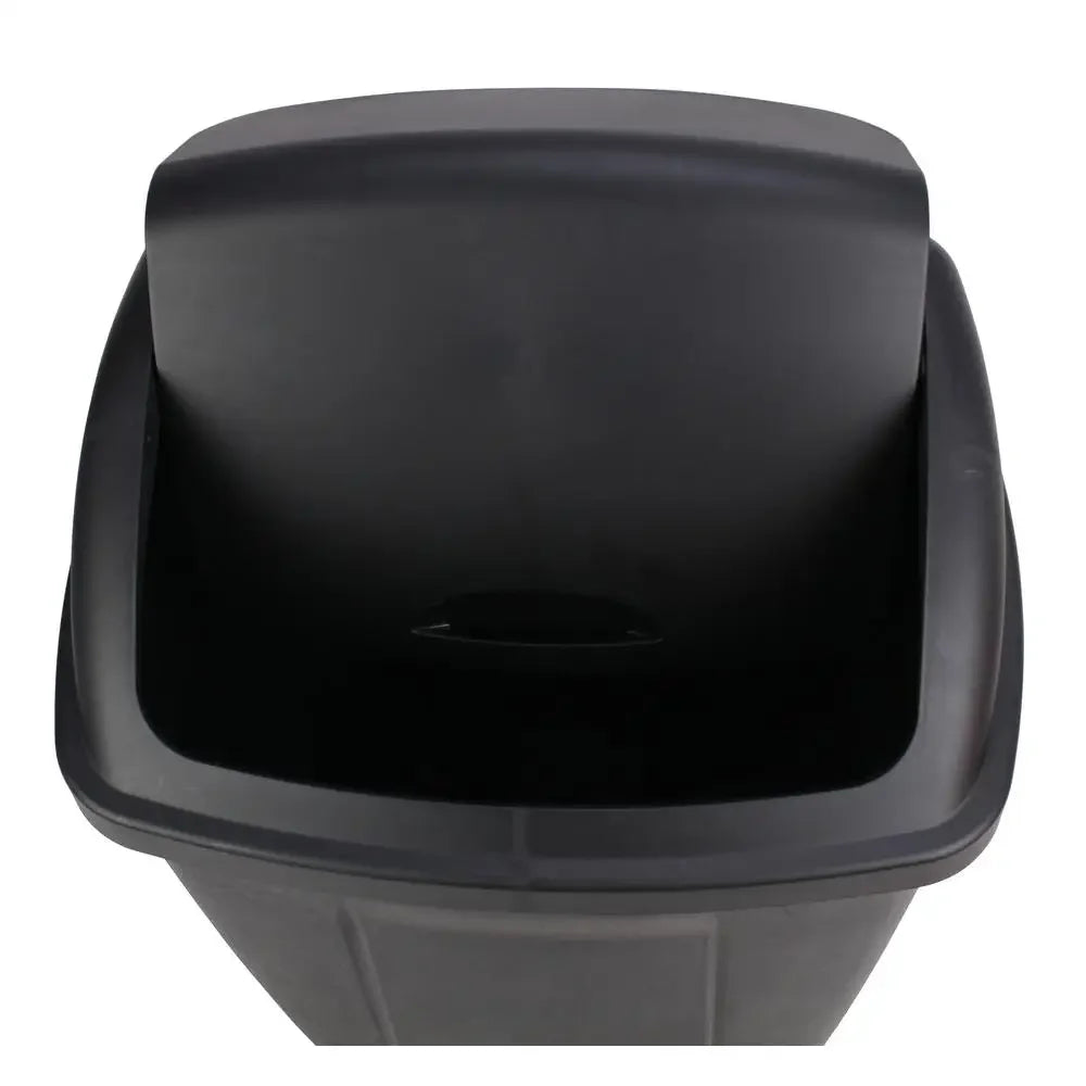 13 Gallon Swing Top Plastic Kitchen Garbage Can Black Indoor Trash Bin Dual Lid Decorative 12.5x16.35x28.23