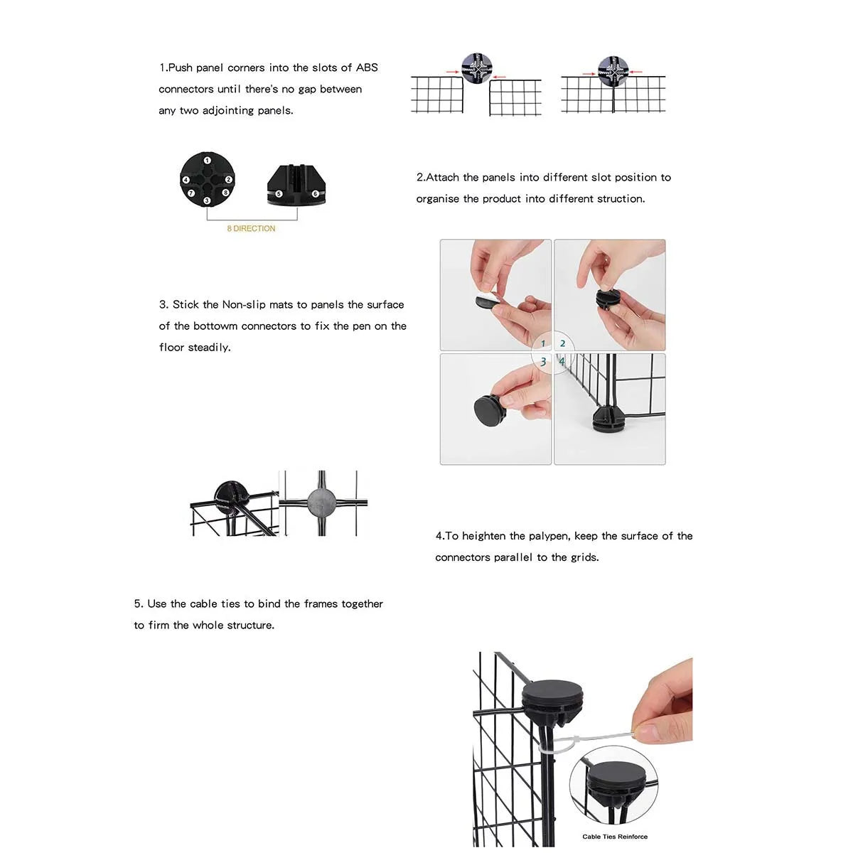 Rabbit Cage Household Large Two-Story Indoor Rabbit Pet Villa Wire Mesh Pet Rabbit Nest with Tray