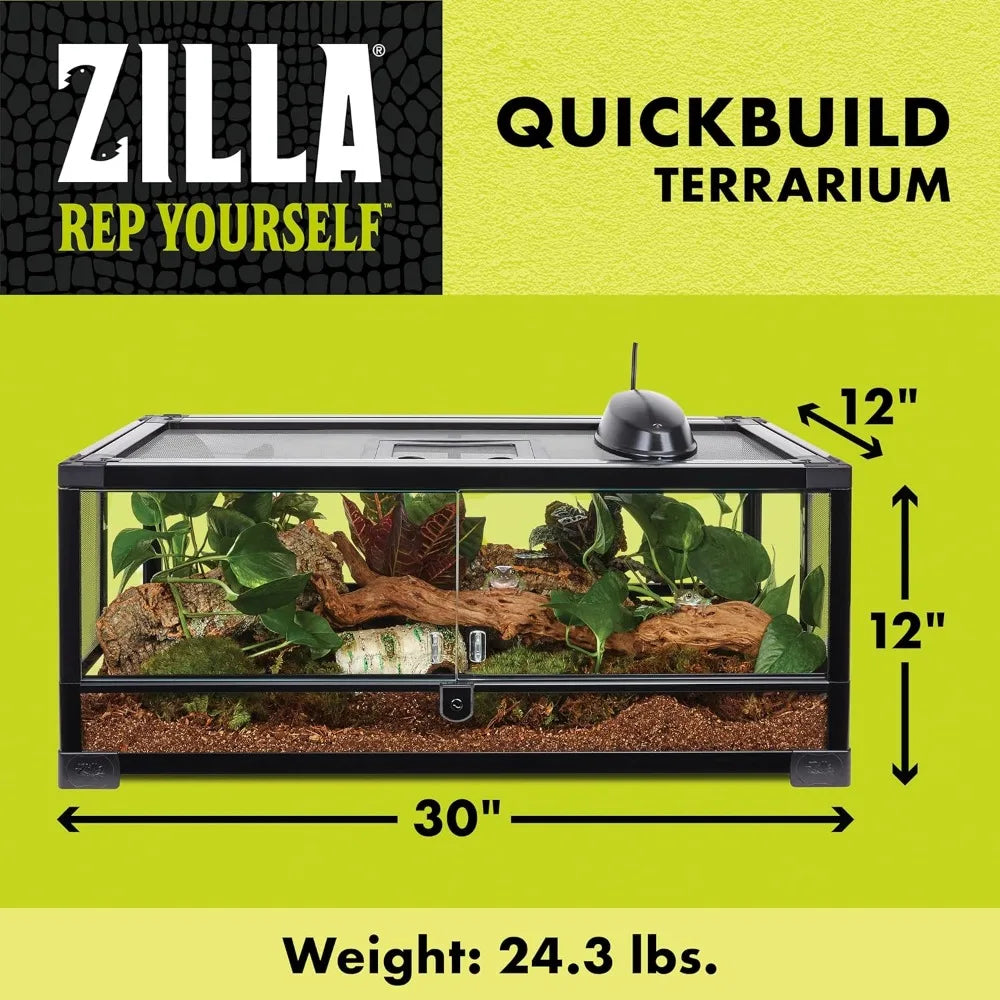 QuickBuild Terrarium Sleek Glass Reptile Habitat Easy Setup Suitable for all Types of Reptile Pets Whether Amphibians Reptilians