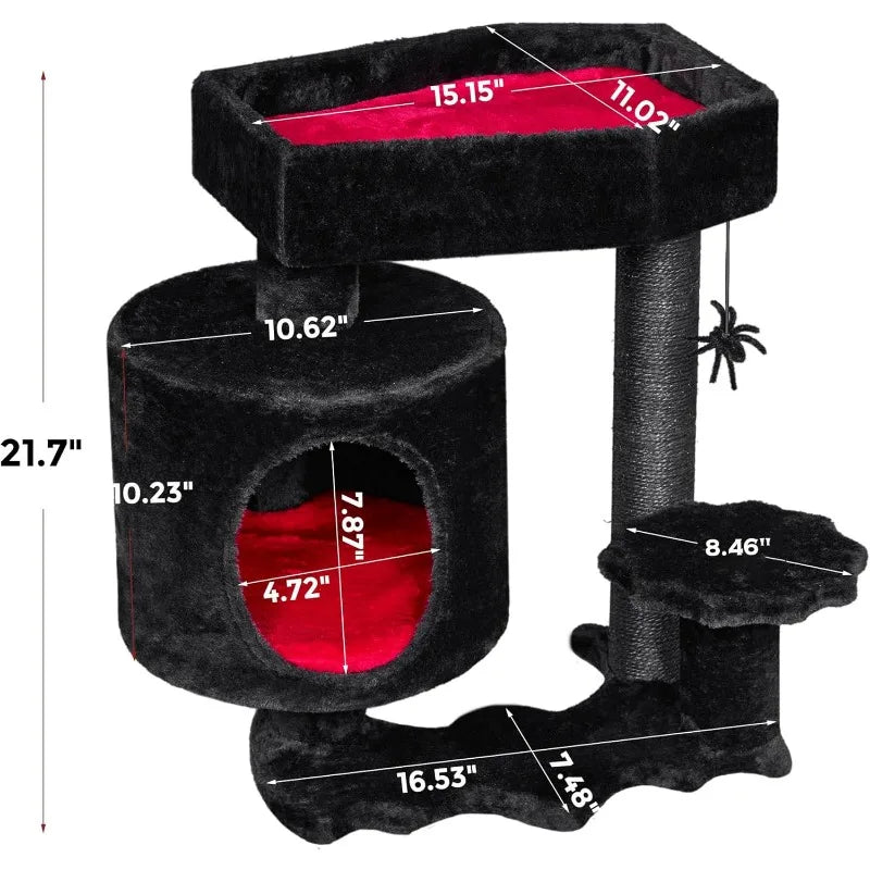 Gothic Cat Tree with Coffin Bed Goth Cat Tower Coffin Cat Tree Condo with Scratching Post