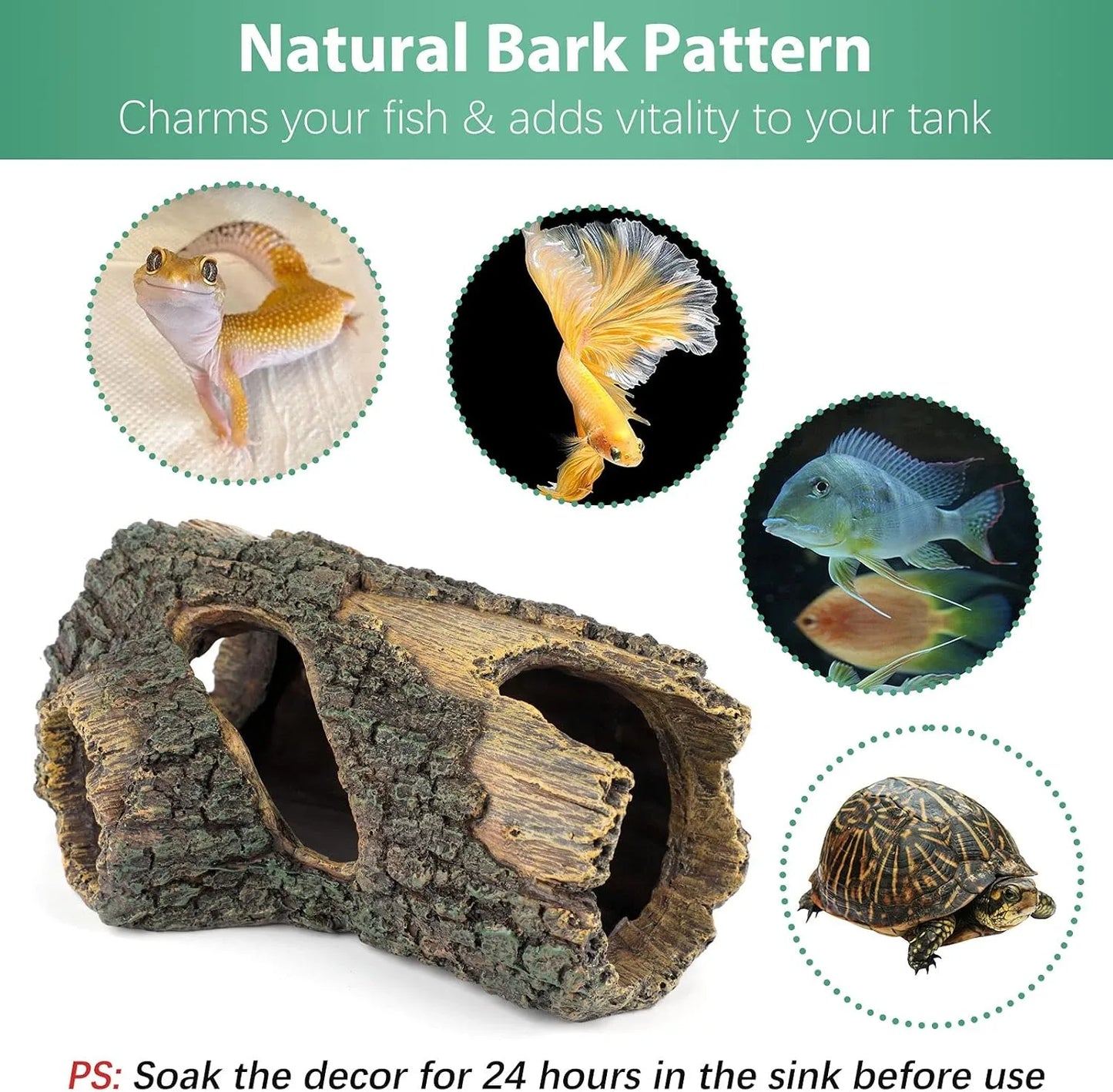 Resin Reptile Hide Cave Terrarium Decoration Lizards Snake Turtle Shelter Hide Rest Cave Reptiles Box Aquarium Landscape Decor