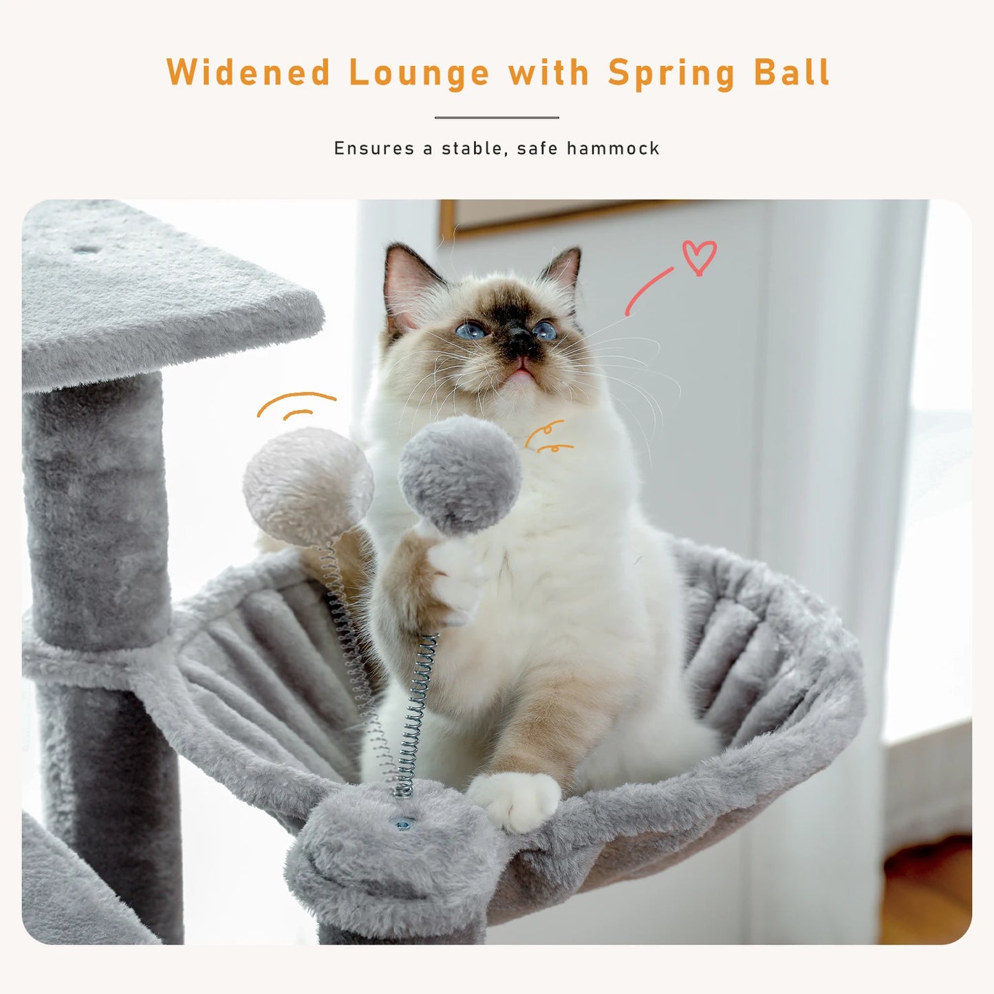 Pet Cat Tree House Condo Perch Entertainment Playground Stable Furniture for Kitten Multi-Level Tower for Large Cat Cozy Hommock