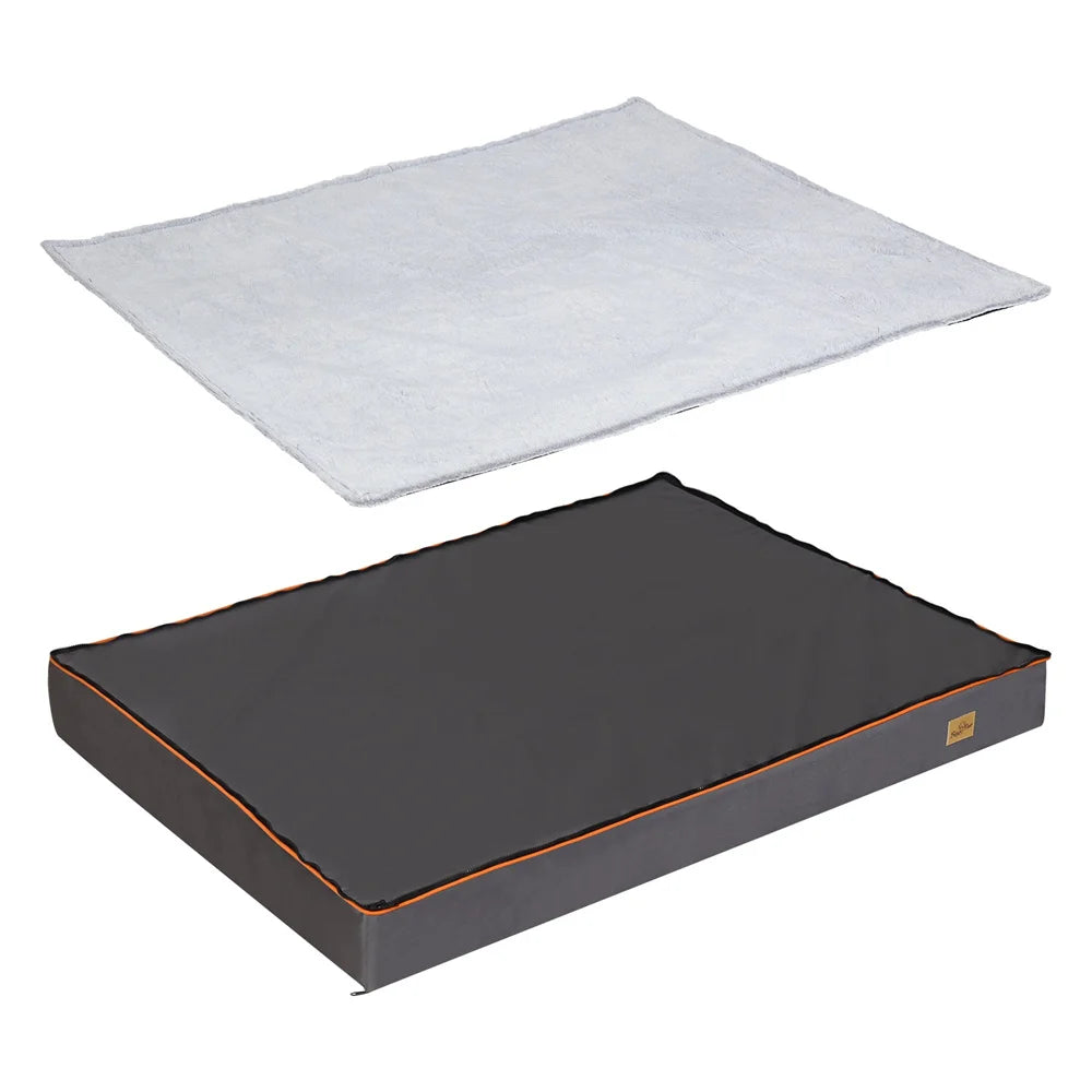Premium Large Orthopedic Memory Foam Dog Bed Waterproof Pet Jumbo Mattress with Orange Trim Washable Water Resistant