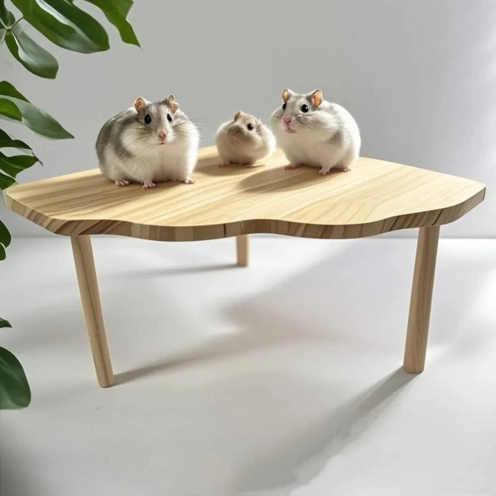 Wooden Hamster Platform Jumping Board Playground Small Pets Playing Stand Funny Fanshaped Table Hamster Climbing Toy