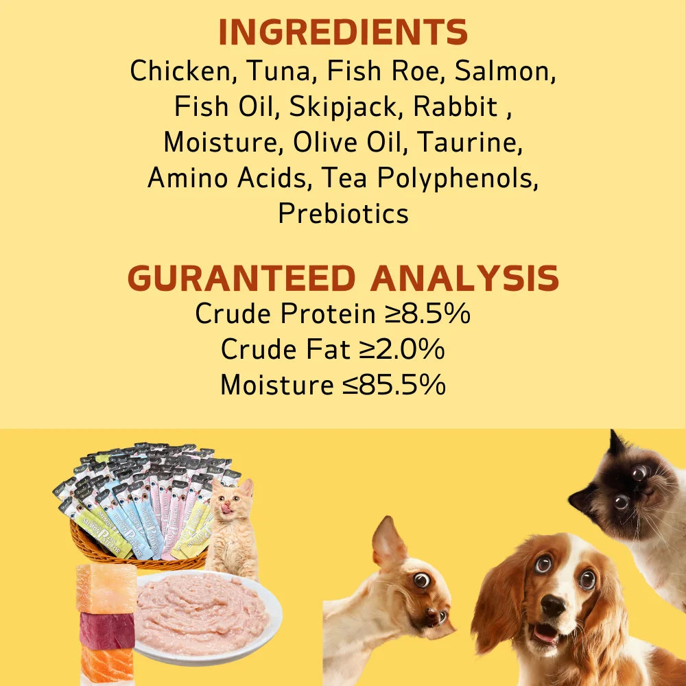 10.58oz(300g) Cat Stick, Chicken Flavor, Skipjack & Rabbit Flavor, Tuna & Fish Seed Flavor, Salmon & Fish Oil Flavor