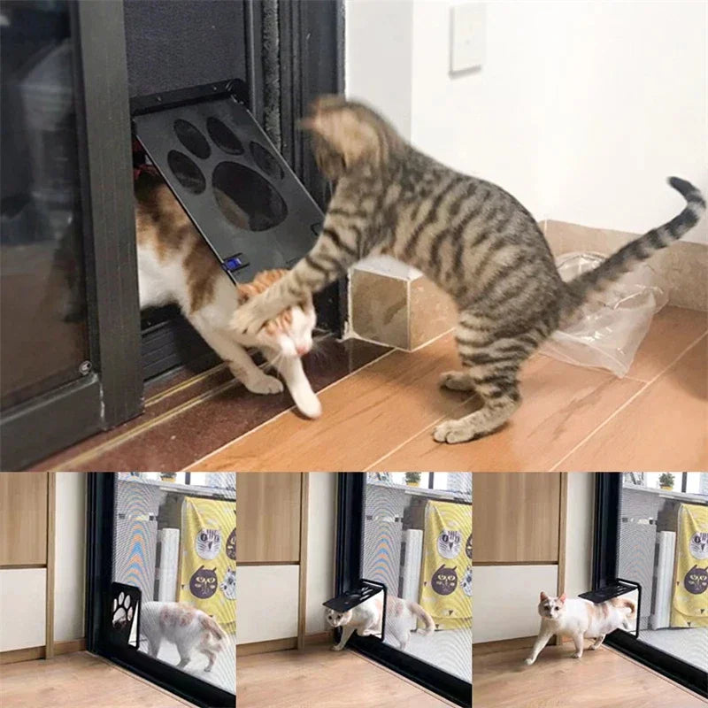 4-Way Lockable Plastic Pet Big Dog Cat Door for Screen Window Safety Flap Gates Pet Tunnel Dog Fence Free Access Door for Home